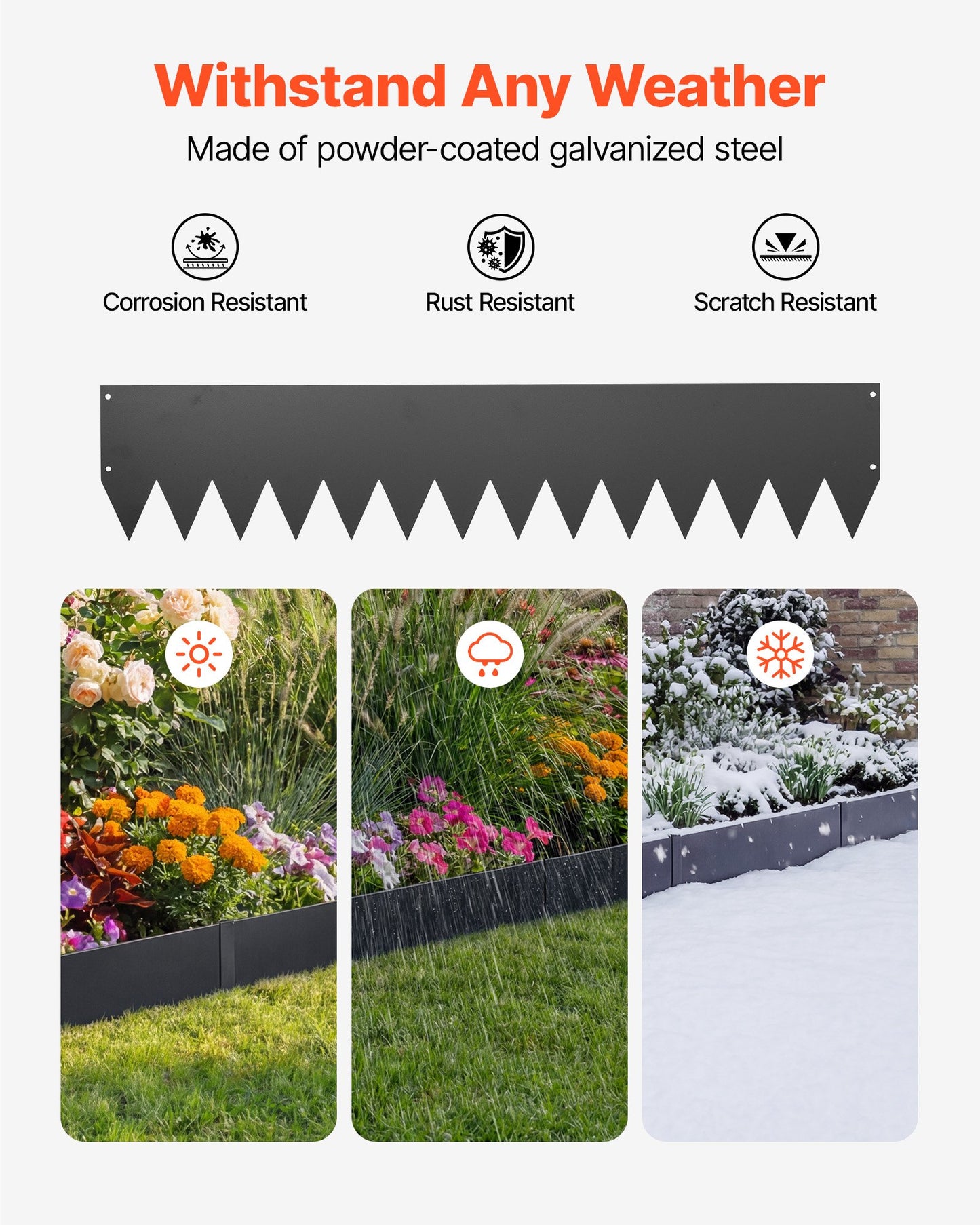 Galvanized Steel Landscape Edging 24-Pack - 40x8 Inch Garden Border with Clips