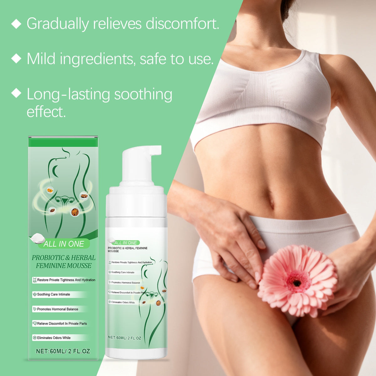 Herbal Feminine Intimate Mousse 60ml Gentle Care for Sensitive Skin