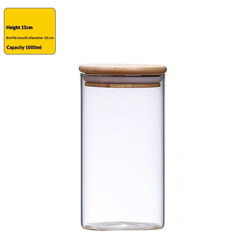 Sealable Food Storage Canisters Set with Bamboo Lids - Glass Bulk Container