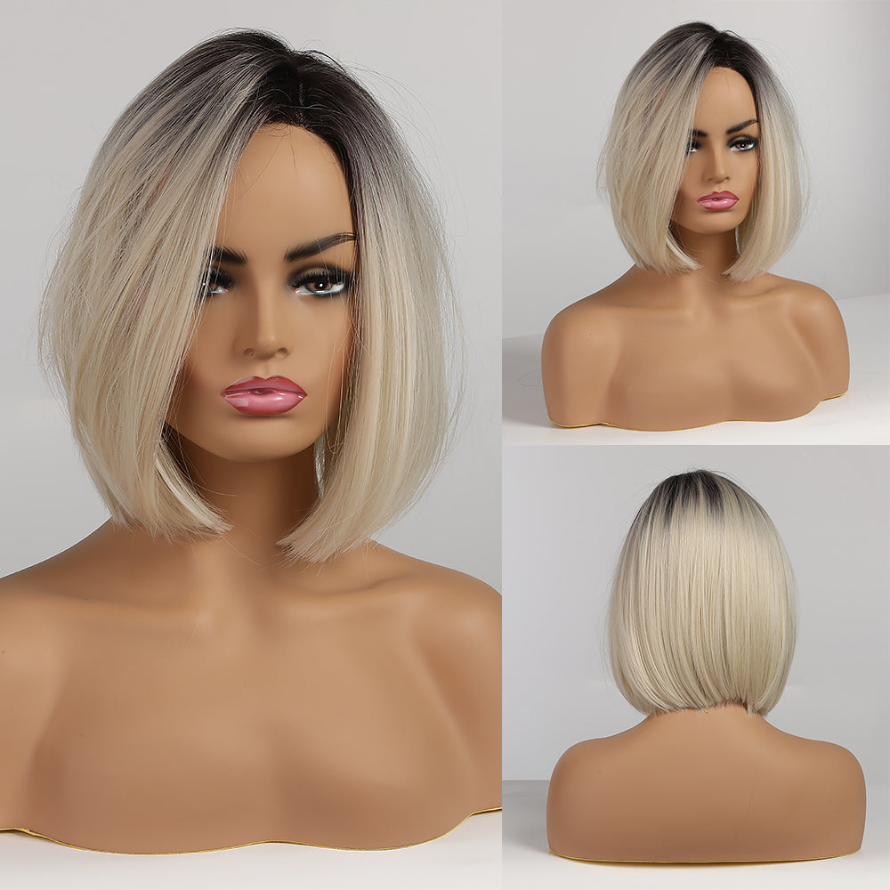 Short Straight Hair Wig with High-Temperature Silk Material - Multiple Styles