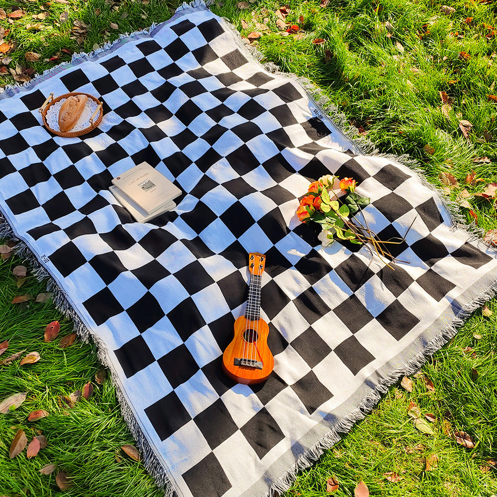 Bohemian Outdoor Camping Rug - Knitted Chenille Picnic Mat for Garden & Patio