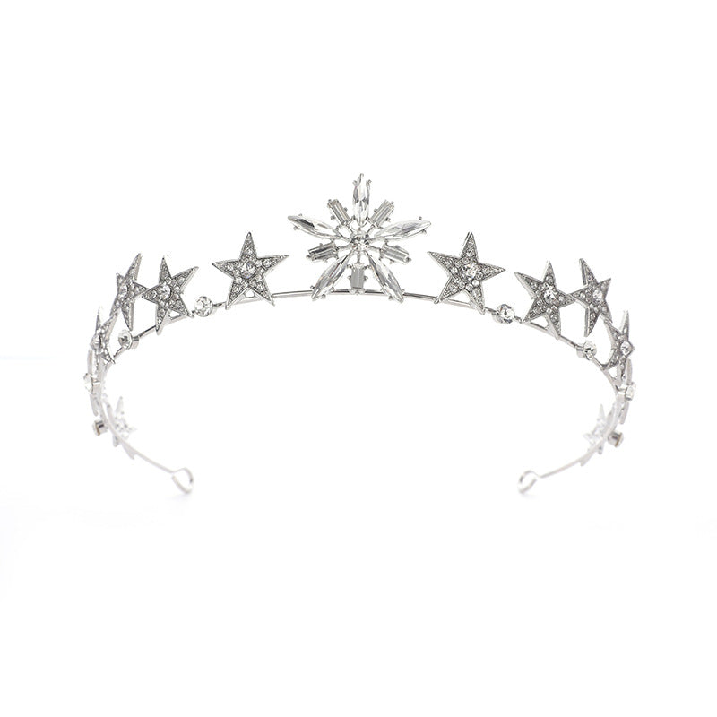 Crystal Crown Baroque Headband - White