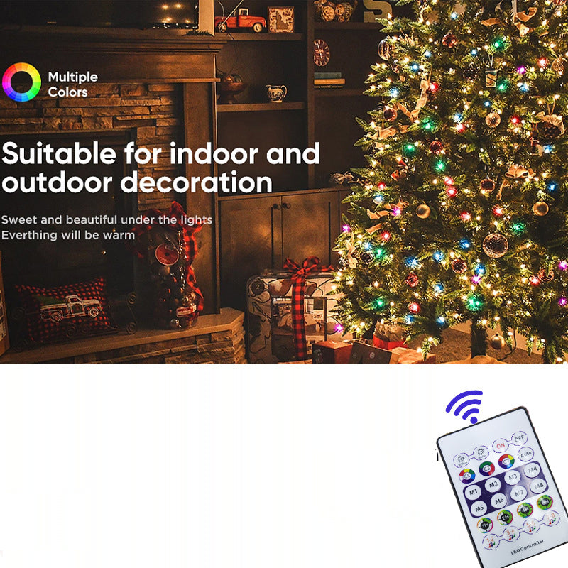 Outdoor RGB LED Rope Lights with Remote Control - 200 LEDs, Plug-In, Durable String Lighting