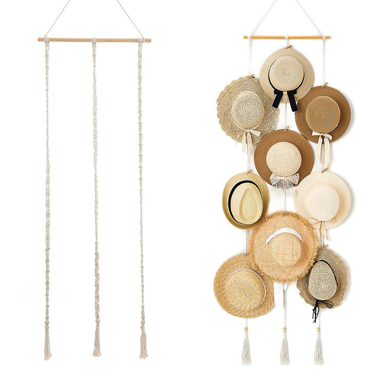 Multi-Layer Wall-Mounted Storage Rack with Clip-On Tassel Ornaments