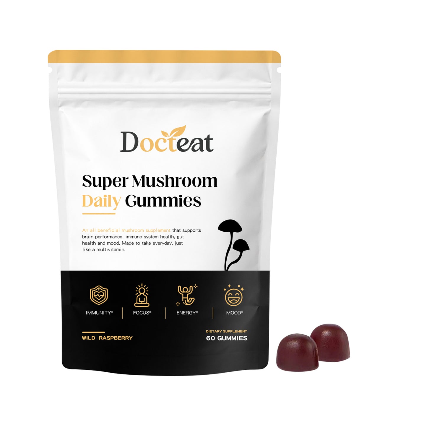 Herbal Mushroom Supplement with Cordyceps & Ganoderma - 60 Capsules