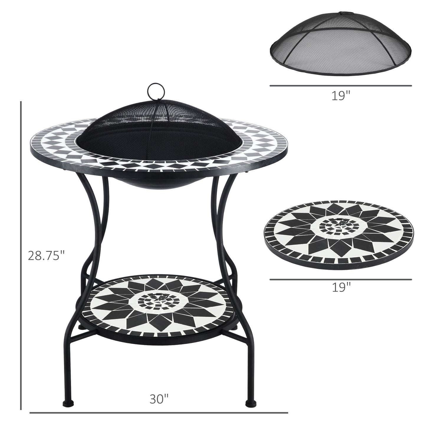 30" Outdoor Fire Pit Dining Table - 3-in-1 Wood Burning Fire Pit, Ice Bucket, Storage Shelf