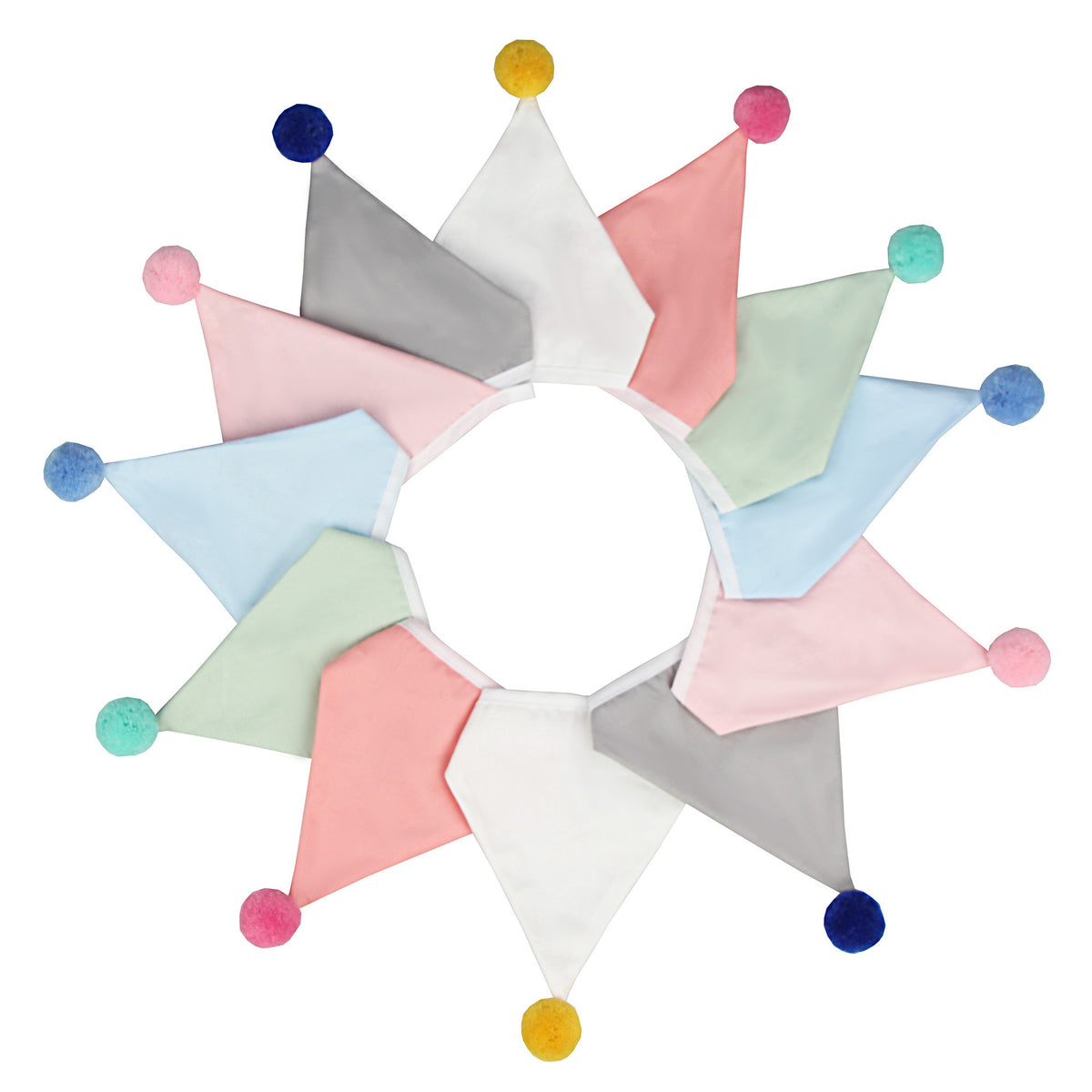 Cotton Wool Ball Triangle Flags Set for Home & Party Decor - 3.2m Length