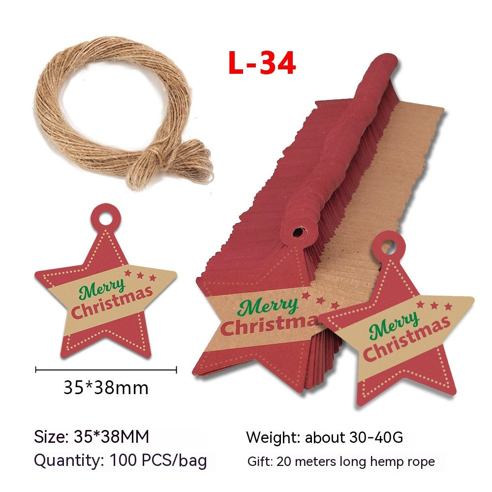 Christmas Kraft Paper Gift Tags with Santa Claus Card - Festive Packaging Labels