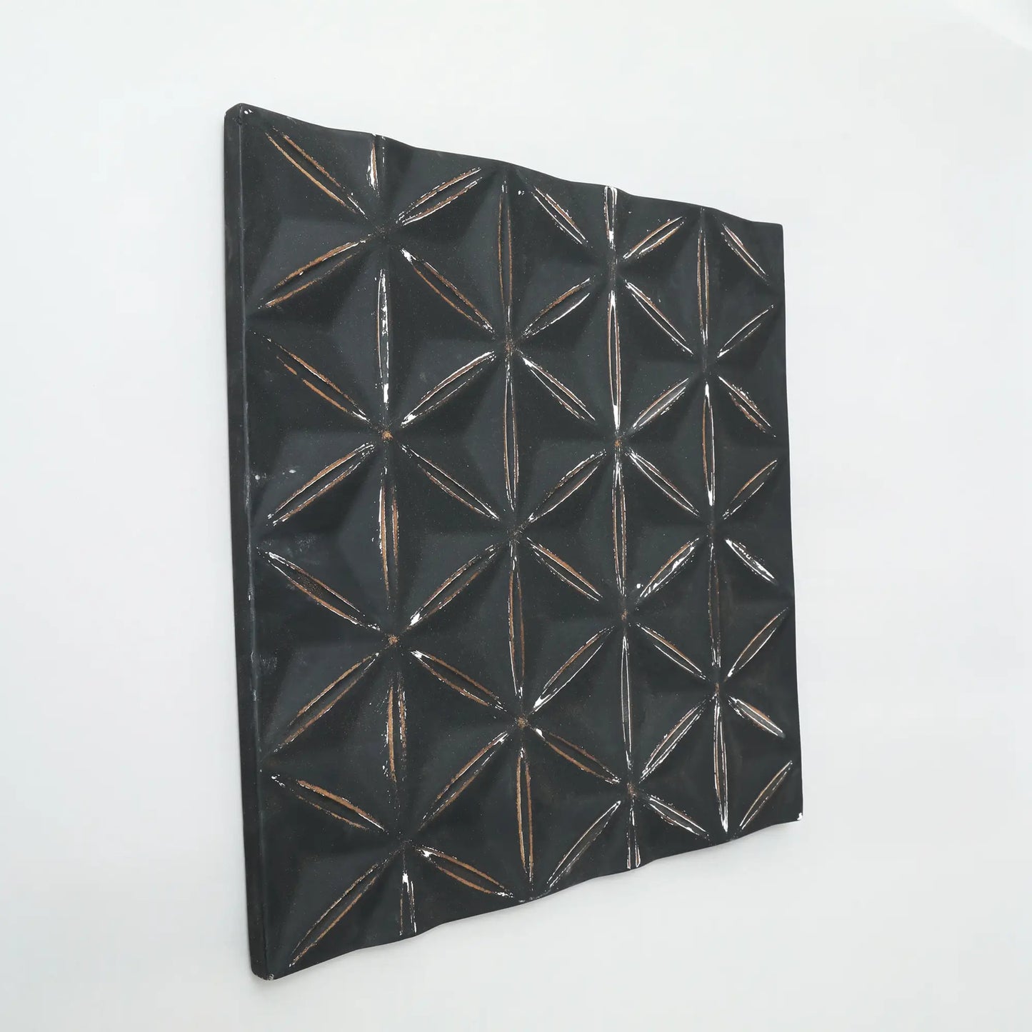 Black Square Shape Handcrafted MDF Wall Decor -16 X16 Elegant Home