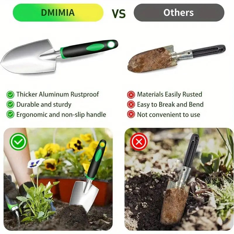 8-Piece Garden Tool Set with Storage Tote and Ergonomic Handles