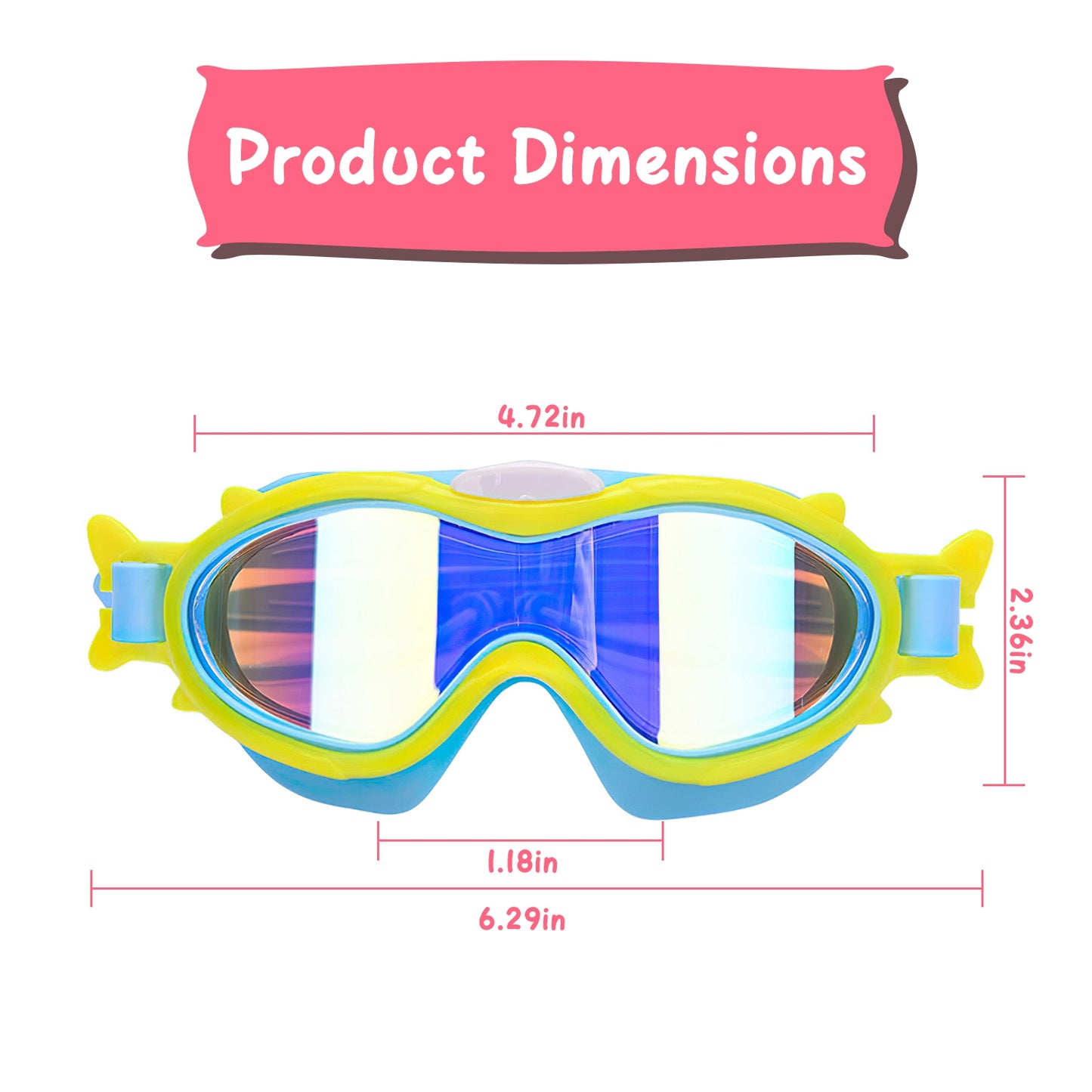 Kids Swim Goggles with Ear Plugs - UV Protection, Anti-Fog, Leak Proof