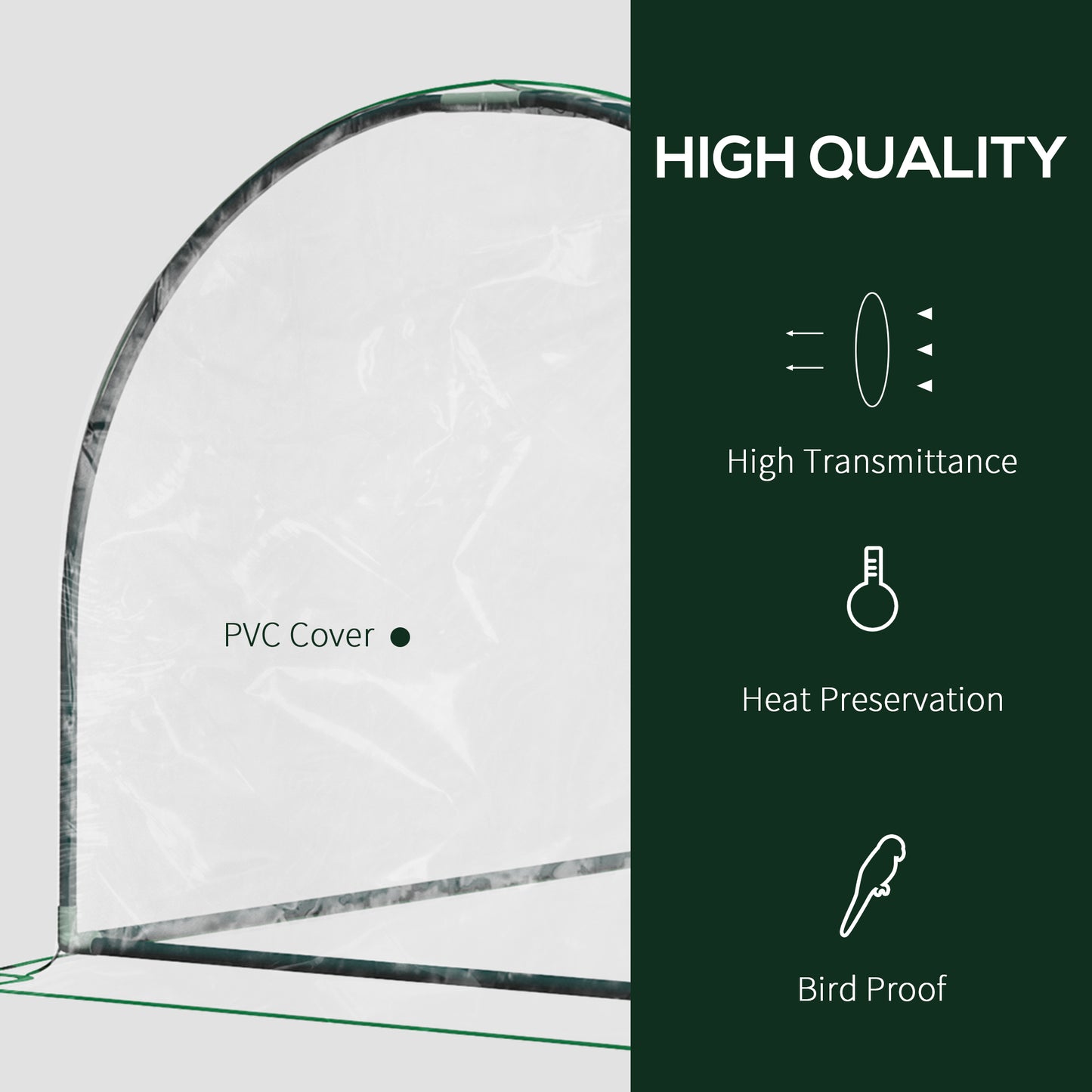 Portable Tunnel Greenhouse for Outdoor Garden - Dark Green