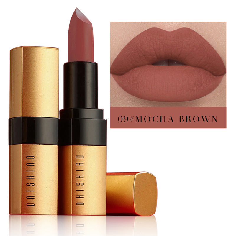 Waterproof Lipstick with Gold Tube - Matte Nonstick Cup for Makeup