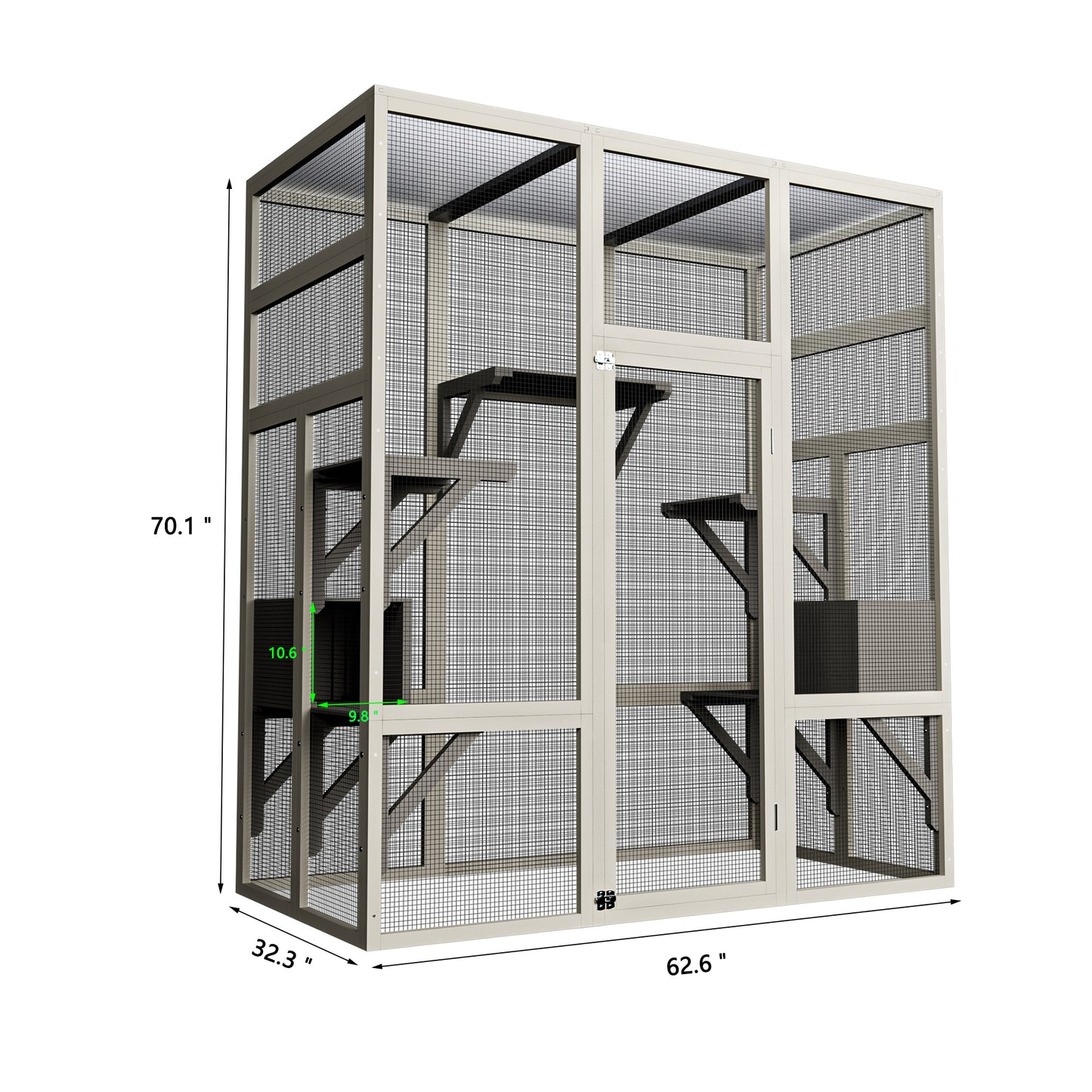 Large Outdoor Wooden Cat House with Platforms Waterproof & UV-Resistant