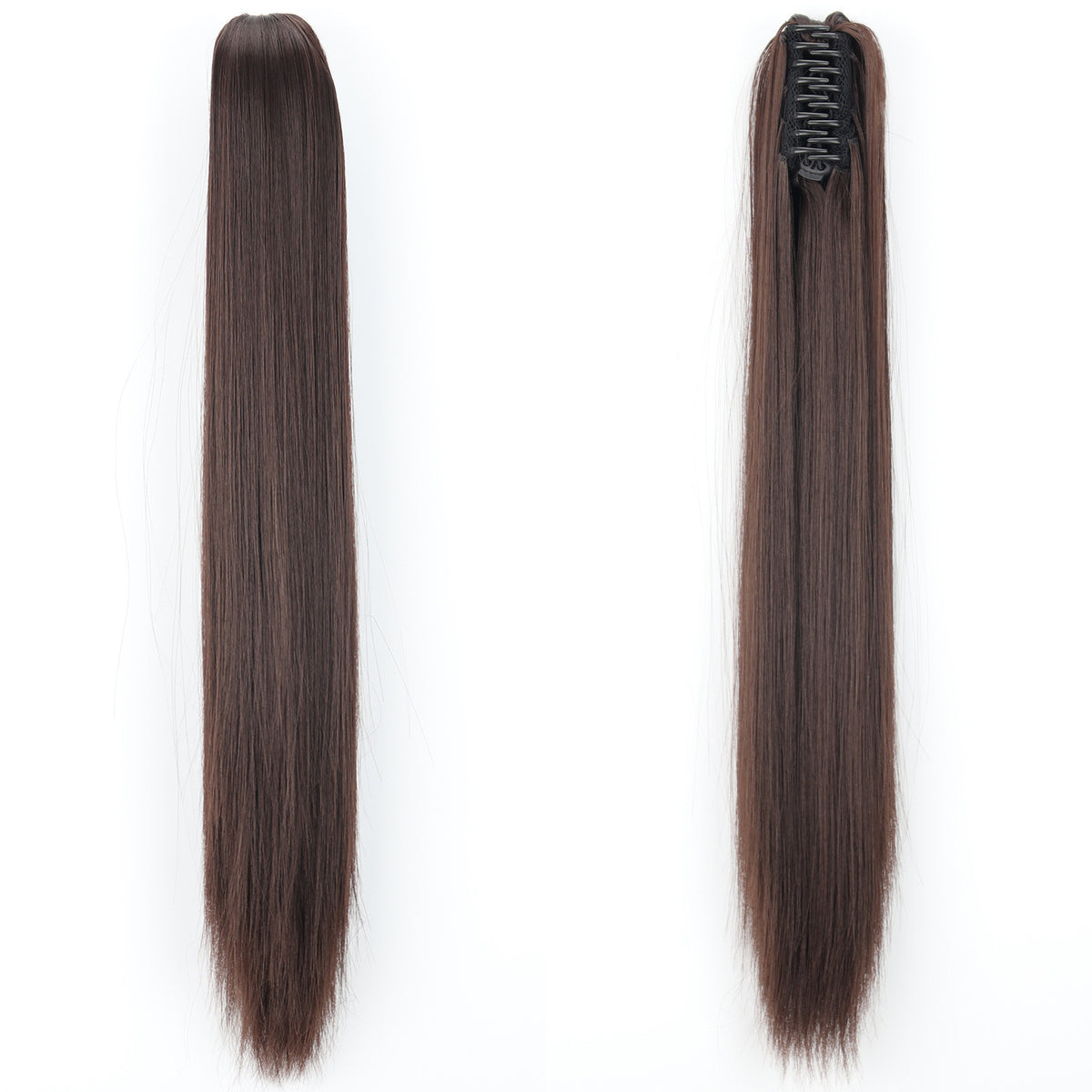 Long Straight Synthetic Wig with Ponytail Claw Clip - Chemical Fiber Hair Extension