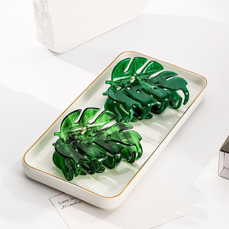 Elegant Leaf-Shaped Hair Clip for Back of Head