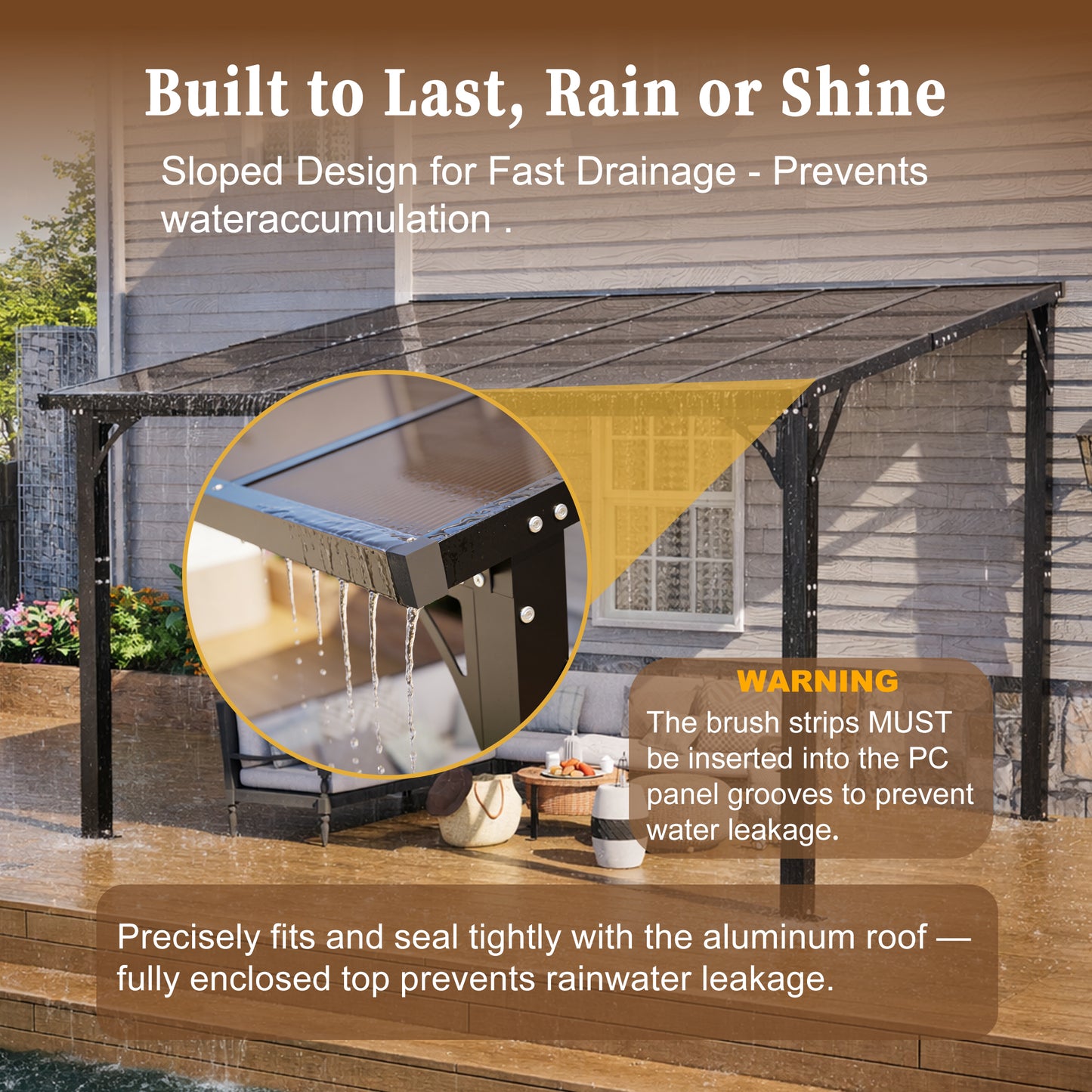 12x10 FT Hardtop Gazebo with Tinted Roof - Brown