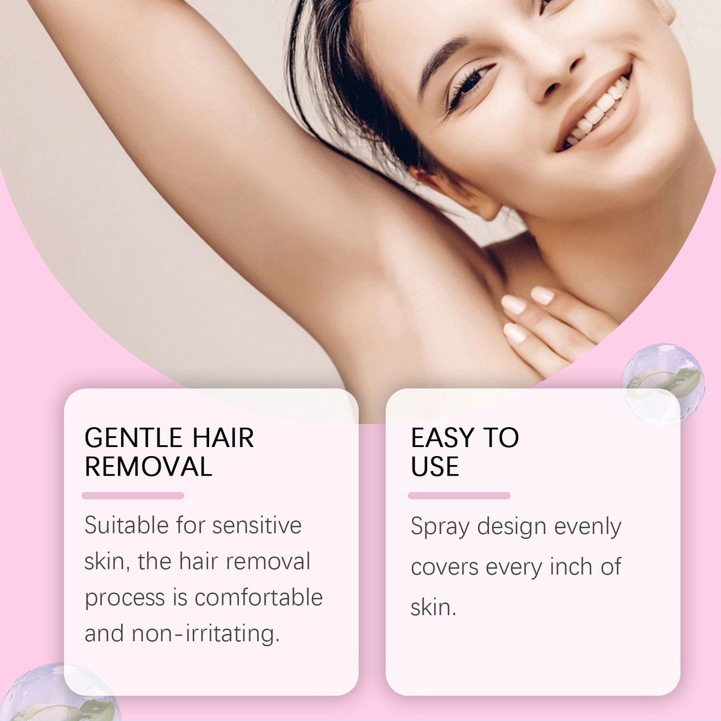 Gentle Hair Removal Mousse Spray - 100ml Painless Body Hair Remover