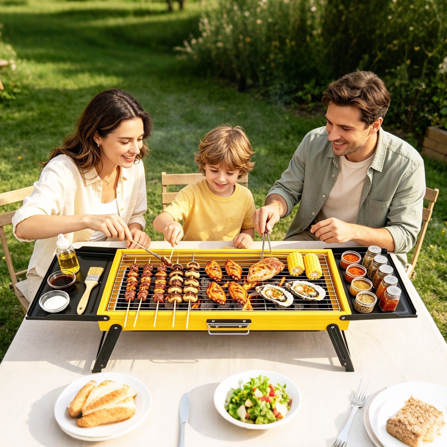 Portable Folding Charcoal Grill - Compact Stainless Steel BBQ