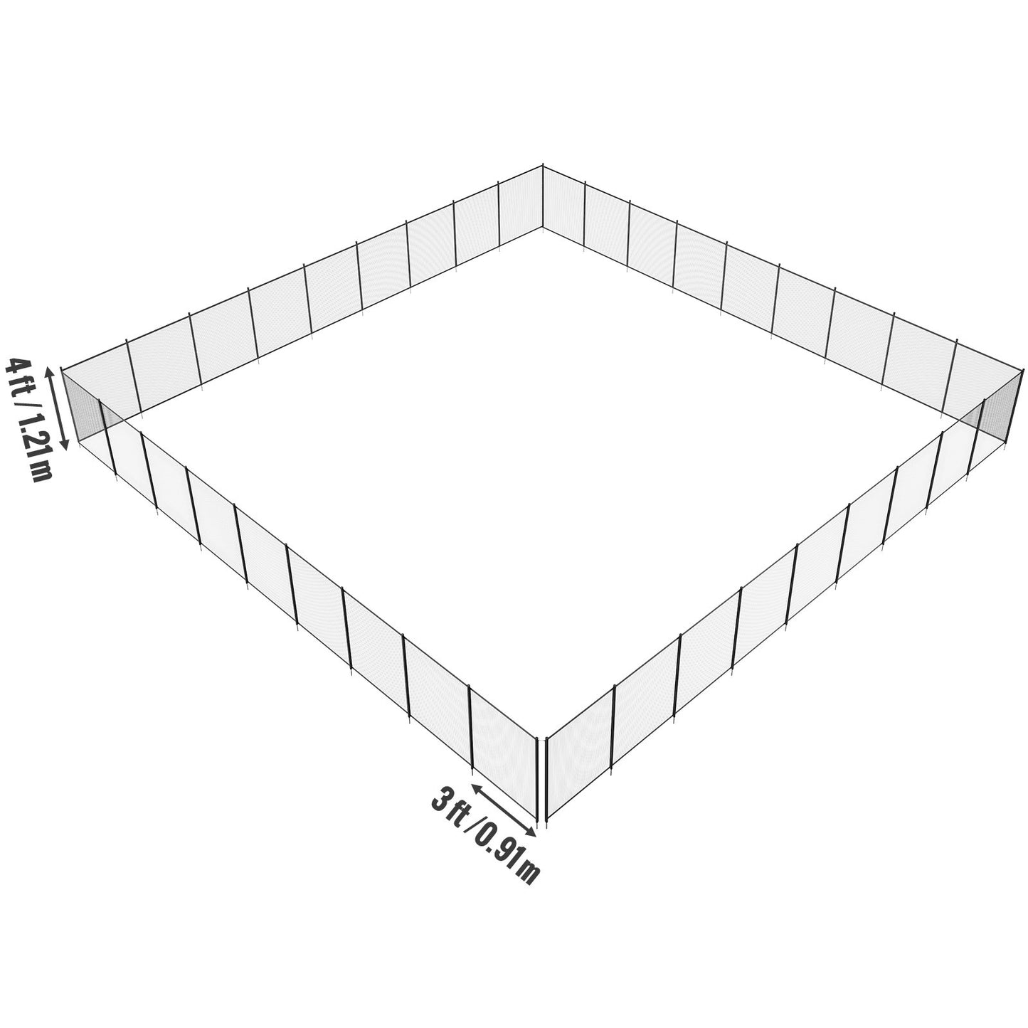 Removable Child Safety Pool Fence 4x108 ft Mesh Barrier for Inground Pools - Black