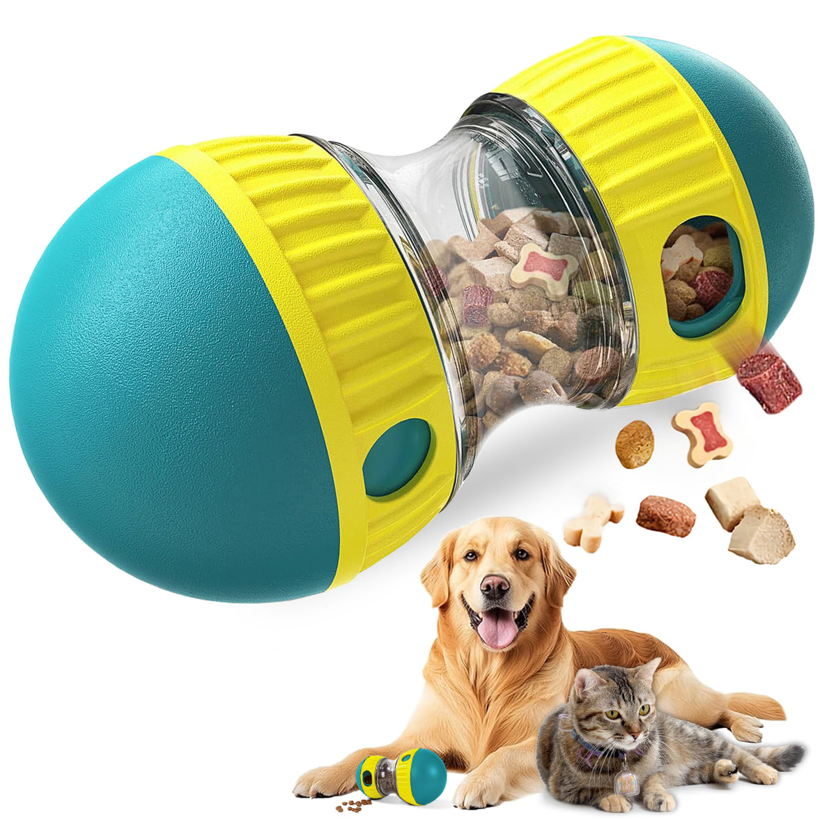 Dog Puzzle Toy with Treat Dispenser - Adjustable Slow Feeder & Interactive Chase Toy for Small to Large Dogs