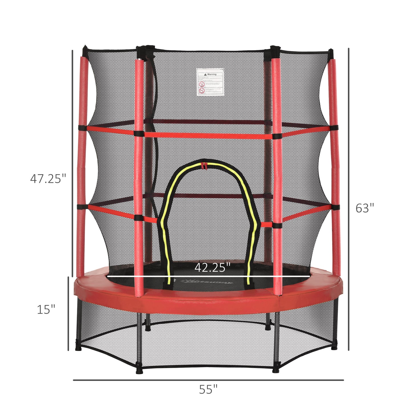 Kids Trampoline with Enclosure Net - Red, 5FT for Ages 3-6