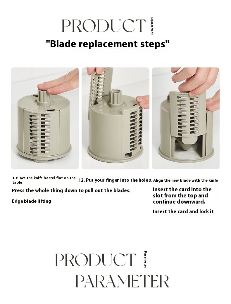 Multi-functional Hand Guard Kitchen Drum Shredder - Green Manual Vegetable Cutter