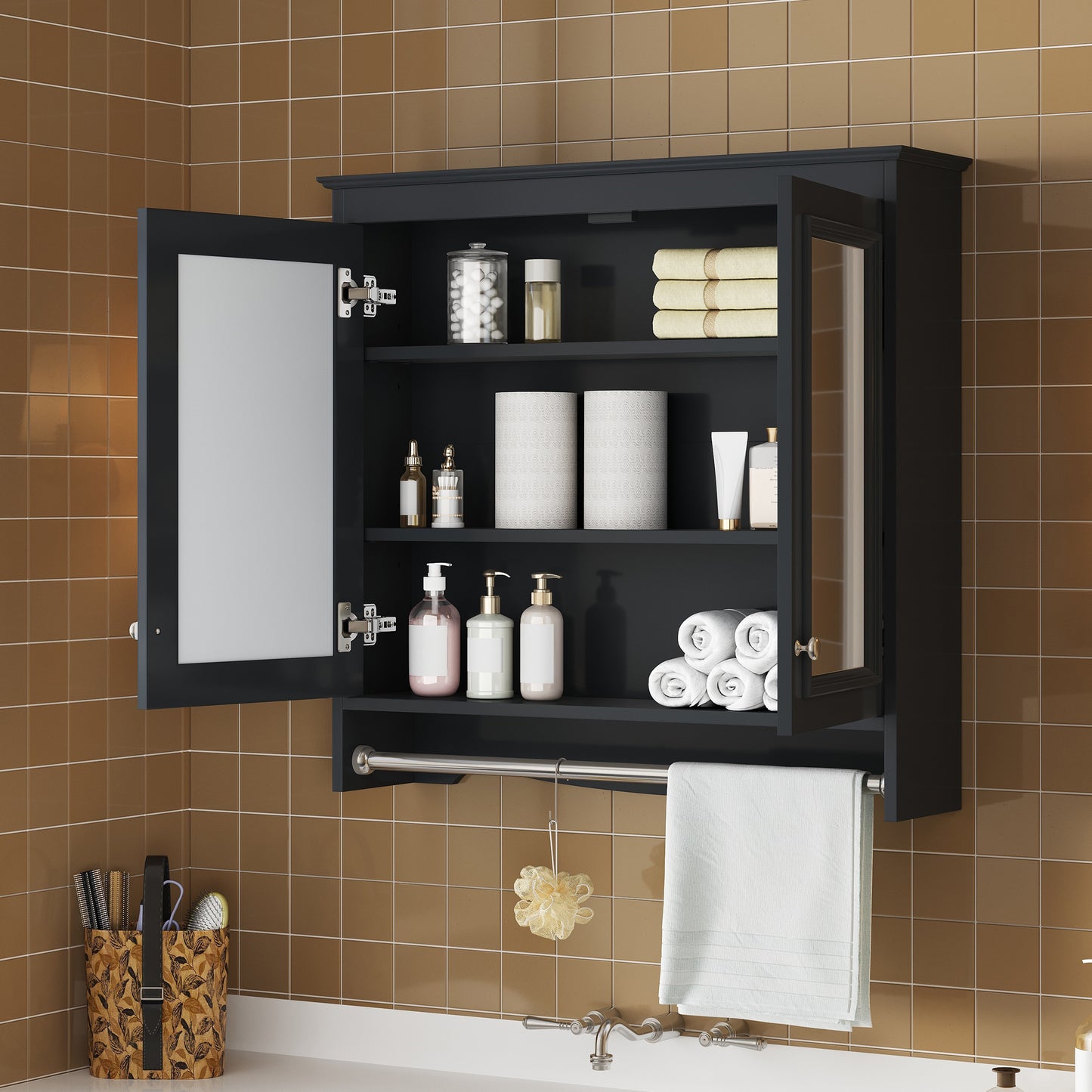 3-in-1 Bathroom Mirror Cabinet, 30 Inch Wall Mounted Medicine Cabinet