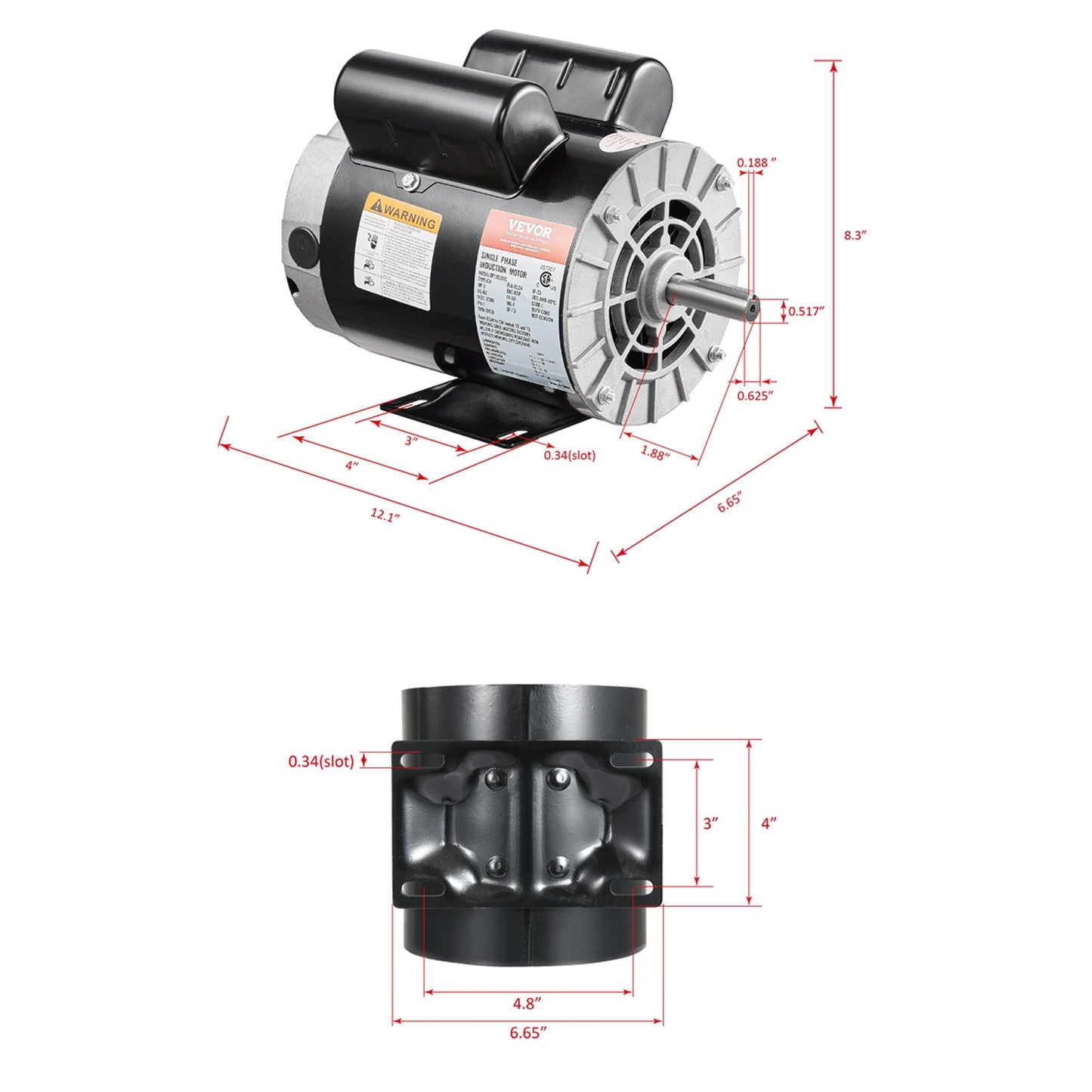 3HP 230V Electric Motor for Air Compressors 56 Frame CW/CCW Rotation