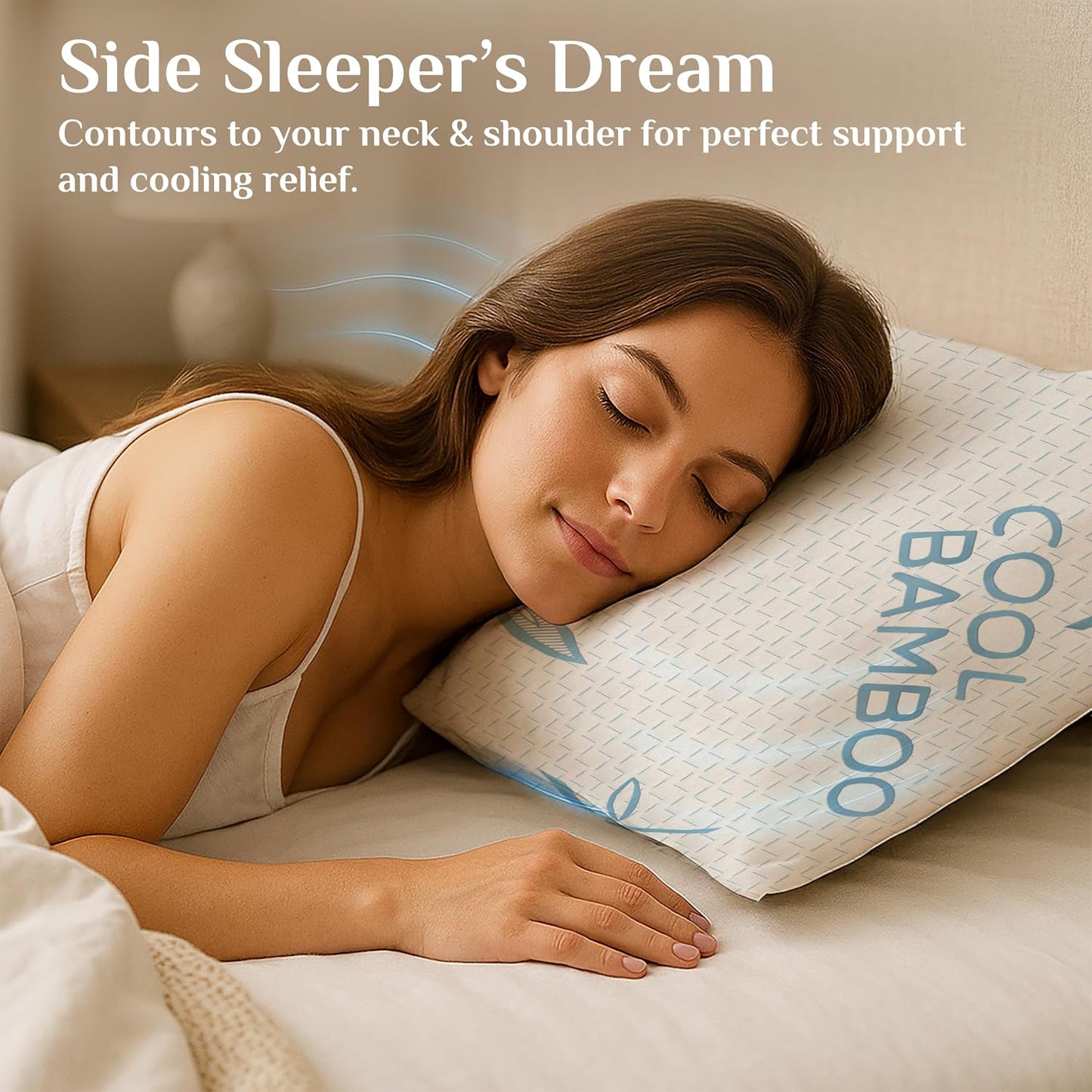King Size Bamboo Rayon Shredded Memory Foam Pillows - Adjustable Soft & Firm, Washable Cover, Pack of 2 & 4