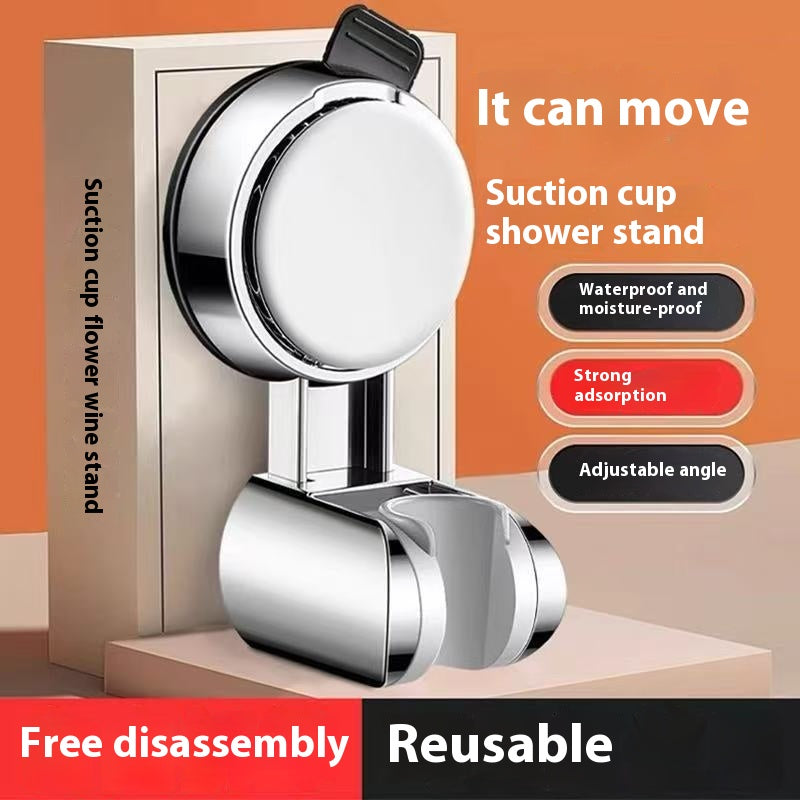 Suction Cup Shower Bracket Fixed Bathroom Mount - Gun Gray, Silver, Black, White