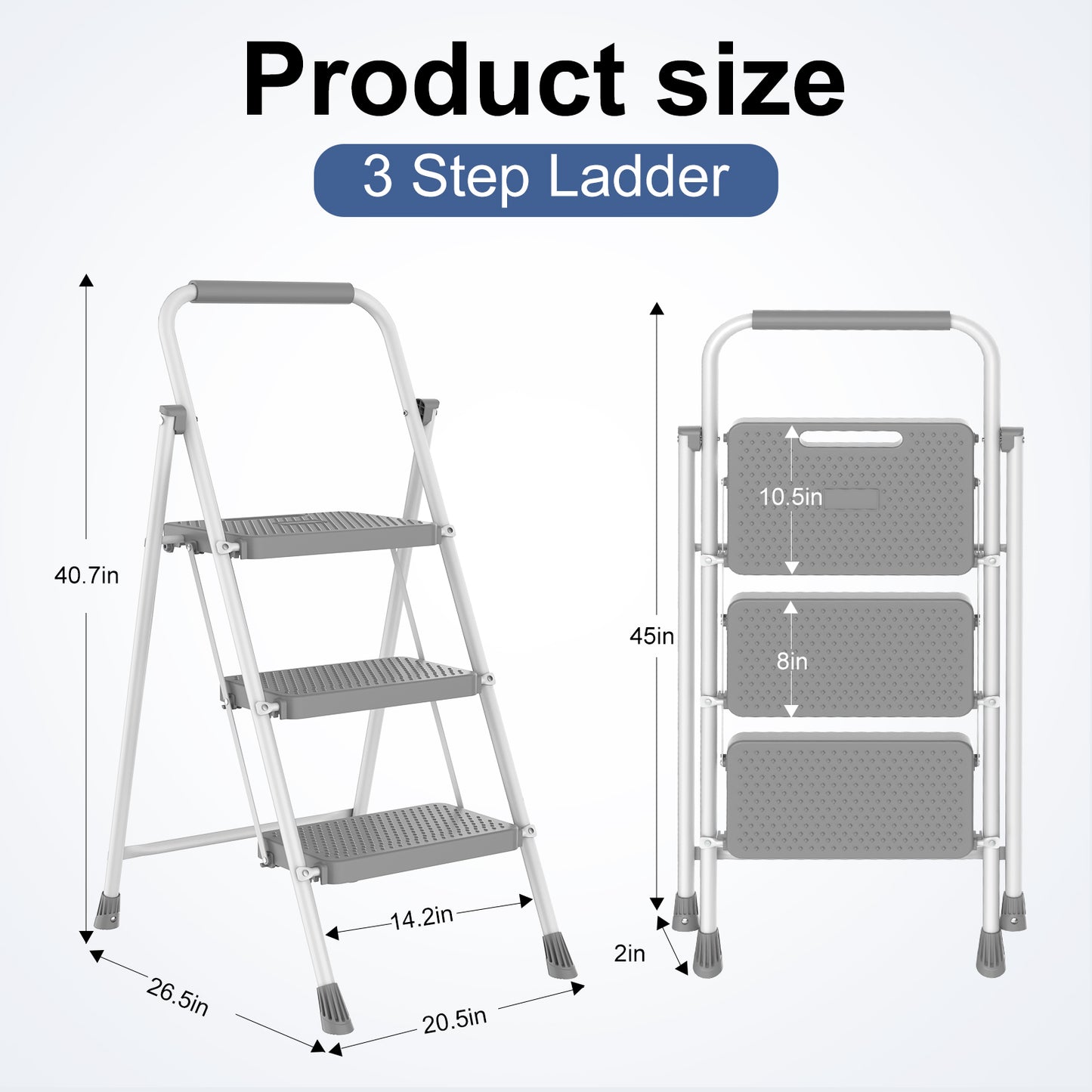 Portable 3-Layer Step Ladder with Safety Buckle - Lightweight & Stable