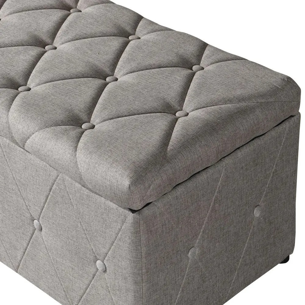 Rectangular Storage Ottoman with 2 Set Ottomans - Beige