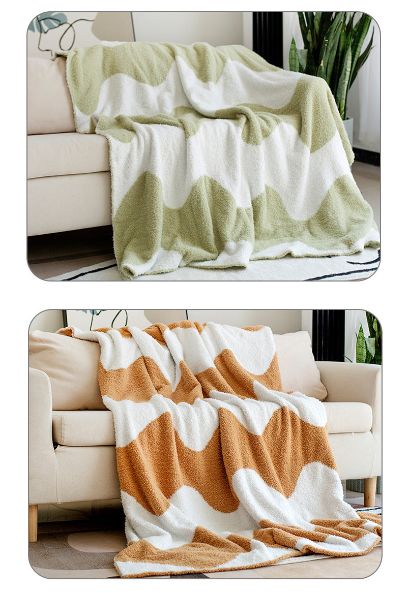 Nordic Style Half Velvet Knitted Sofa Blanket - Home Textiles
