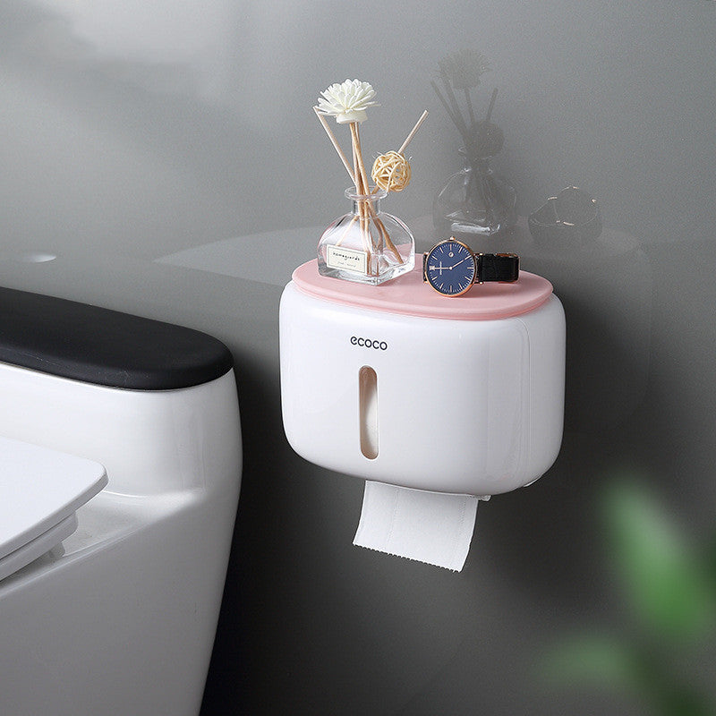 Wall-Mounted Waterproof Toilet Tissue Box Rack with Perforated Design