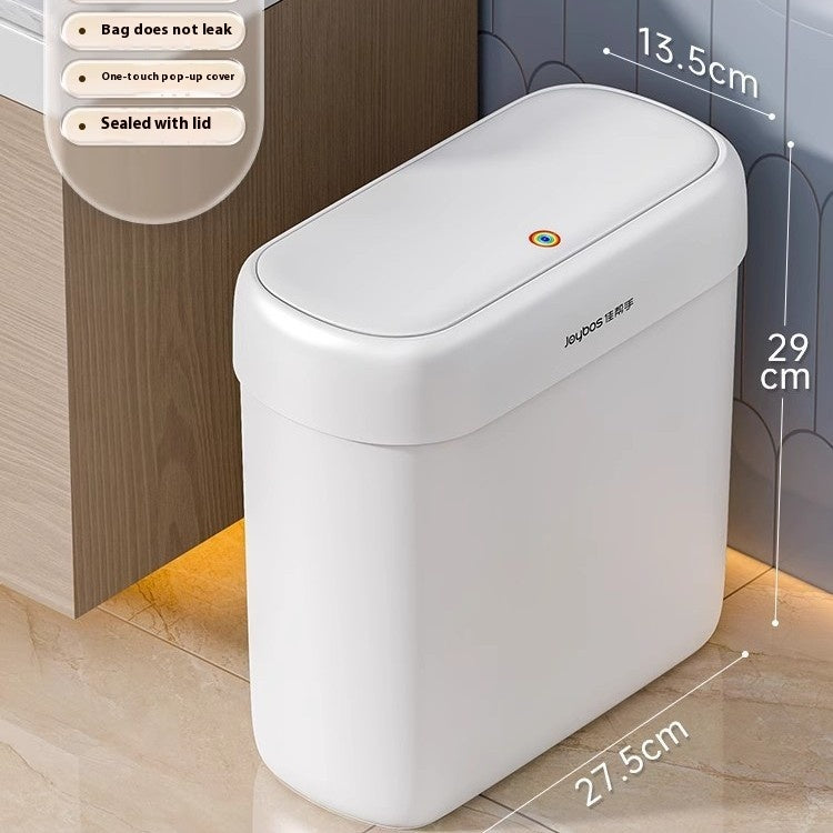 Large Capacity Bathroom Trash Can with Lid - Durable Plastic Waste Bin