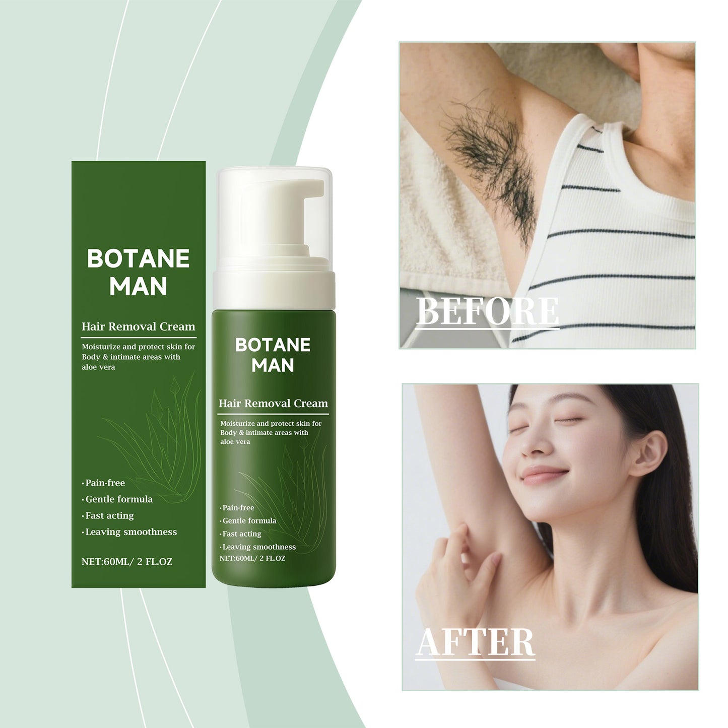 Gentle Hair Removal Mousse 60ml - Moisturizing Body Care Solution