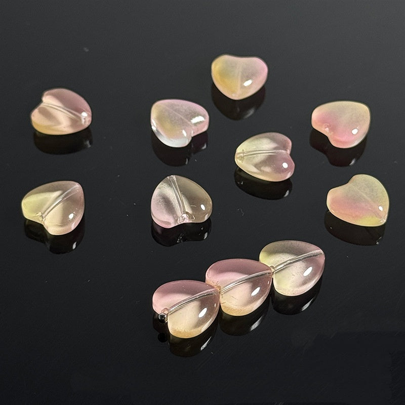 Love Peach Heart Glass Beads 12mm Handmade Jewelry Accessories