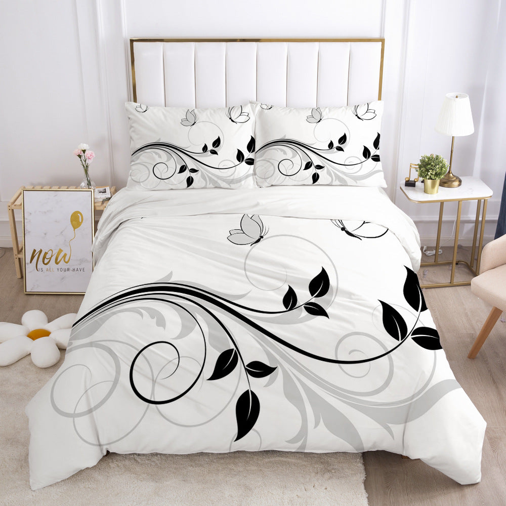 Minimalist Digital Printing Bedding Set - White, Twin, Full, Queen, King