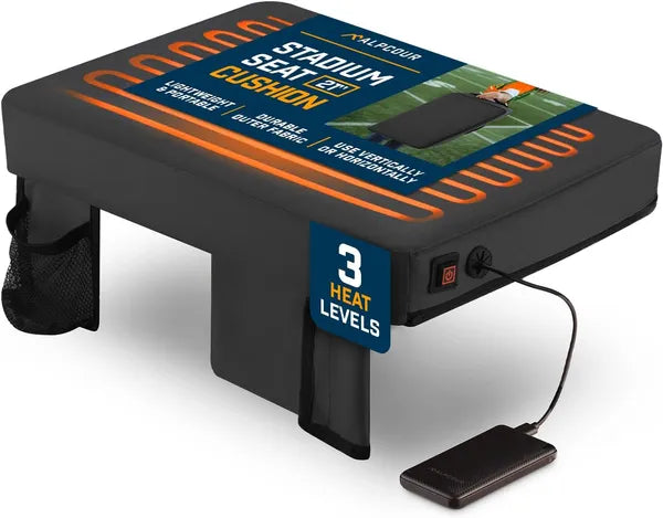 Portable Heated Stadium Seat Cushion - 21x15 Inch with Pocket
