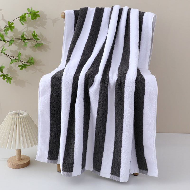Extra Large Cotton Beach Towel with Striped Pattern - 70x150cm, Multiple Colors