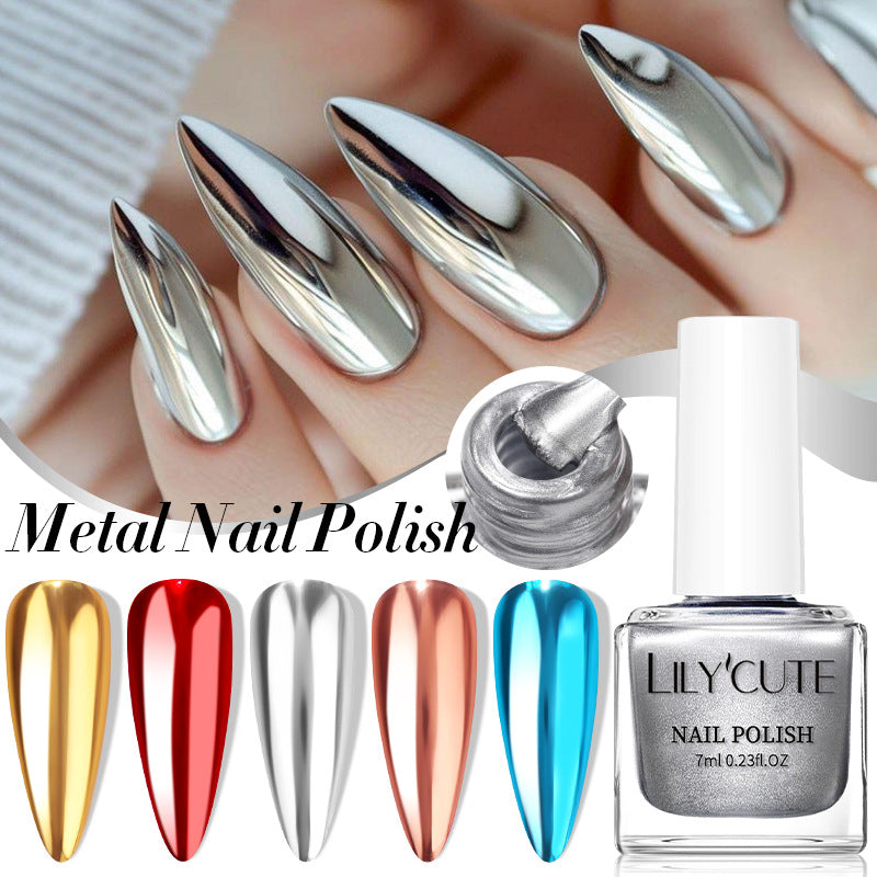 Quick-Dry Metallic Mirror Nail Polish No Baking Required - Water & Oily Resistant
