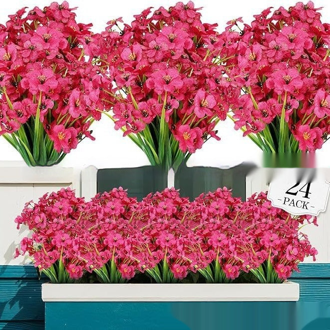 Spring Grass Violet Artificial Flower Set - UV Protection for Garden & Home Decor