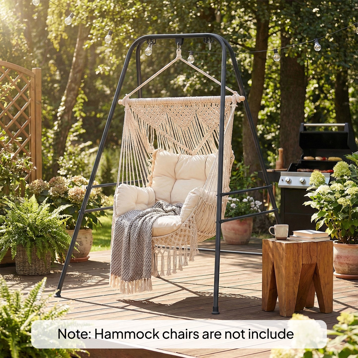 Hammock Chair Stand for Indoor & Outdoor Use - Black