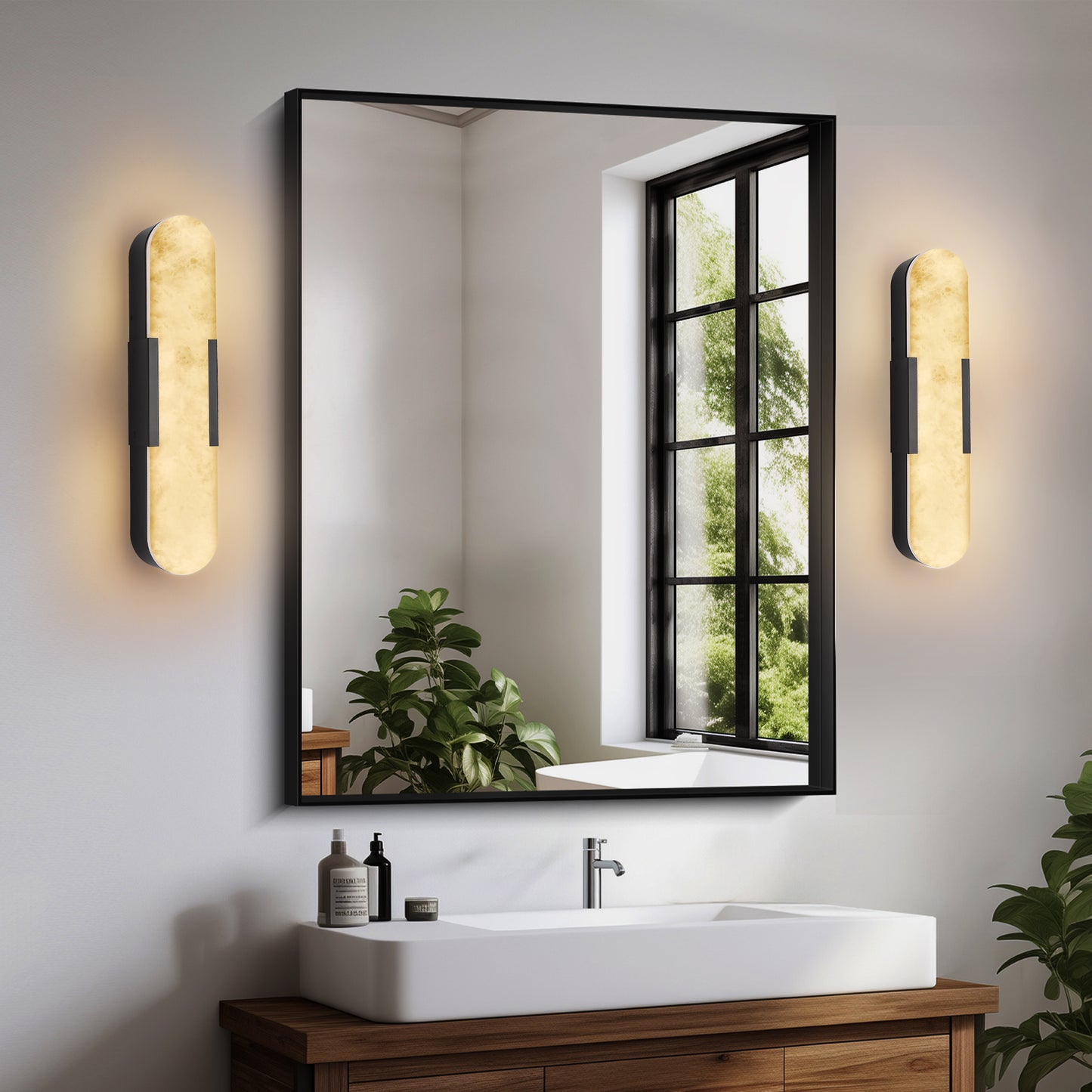 Modern Black Marble Wall Sconce Set - 19.7in Indoor Lighting