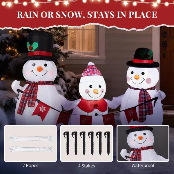 6.2FT Inflatable Snowman Family Decoration with LED Lights