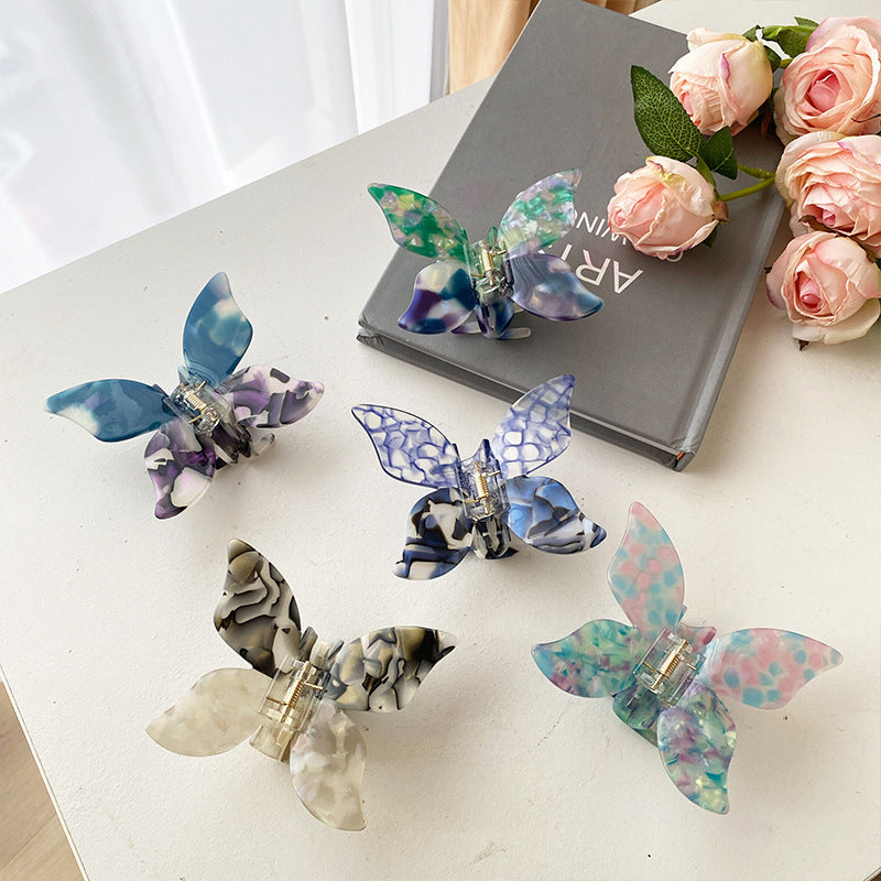 Butterfly Hairpin Girl Clip Back Head Accessory - Fuchsia Dreamy Blue Purple Bubble Blue