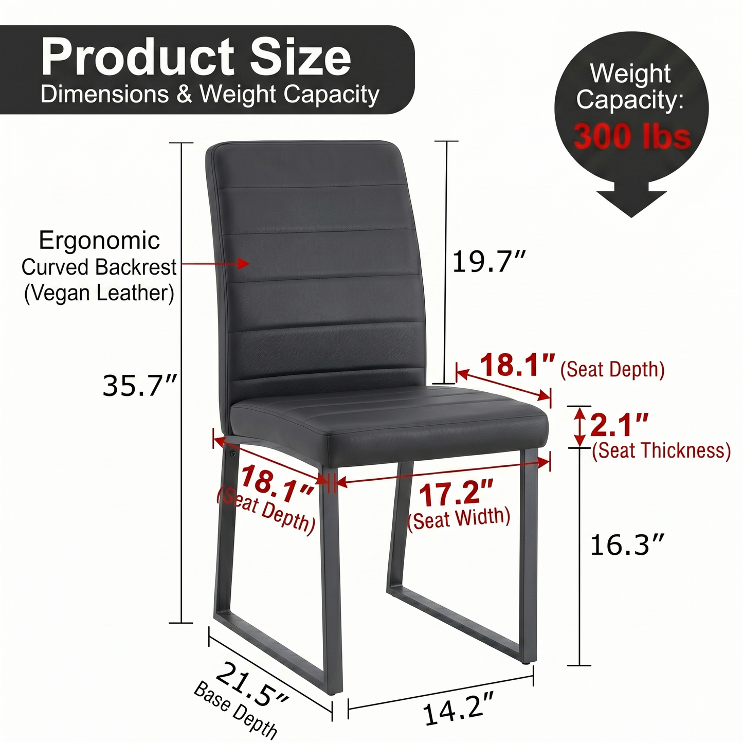 4-Pack - Premium PU Office Dining Chairs With High-density Foam,