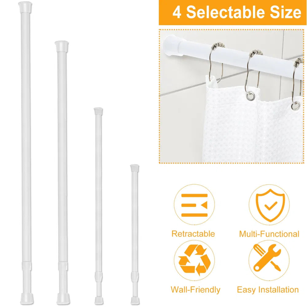 Adjustable Tension Curtain Rod - Heavy-Duty Steel, 200cm