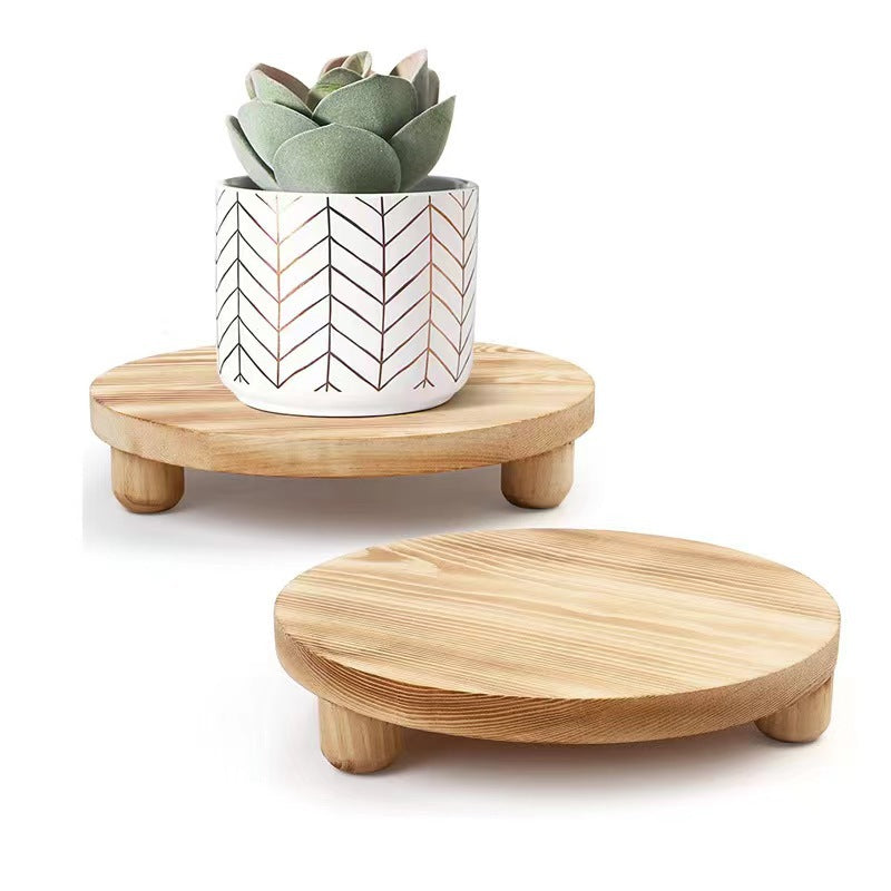 Solid Wood Round Display Tray Stand - Multi-Color & Size Options